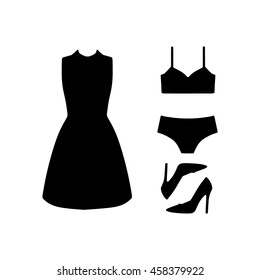 set of women's clothes drawn in the vector