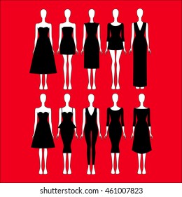 set of women's clothes drawn in the vector