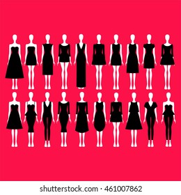 set of women's clothes drawn in the vector