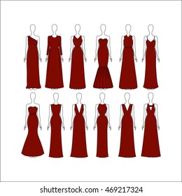 set of women's clothes drawn in the vector