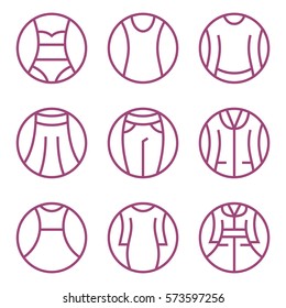 Set of women's clothes icons. Vector illustration