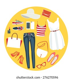 set of women's clothes - illustration