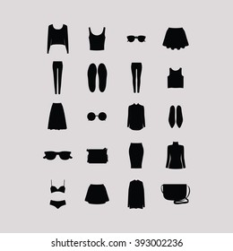 a set of women's clothing and accessories.