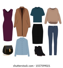 Set of women's clothing vector