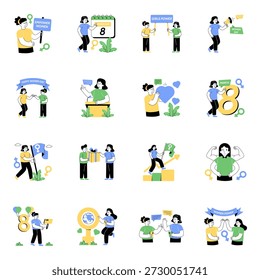 Set of Women's Day Flat Illustrations 