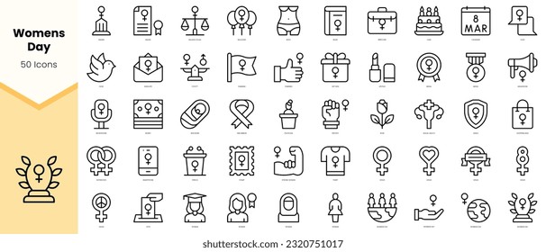 Set of womens day Icons. Simple line art style icons pack. Vector illustration
