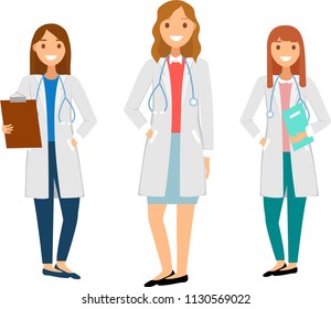 Set of womens doctors characters. Medical team concept in vector illustration design.