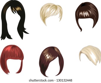 set of women's hairstyles