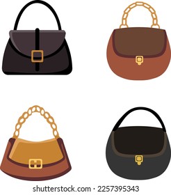 Set of women's handbags brown and black