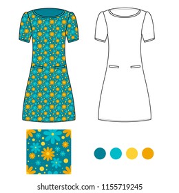 Set of women's homewear, sleepwear and underwear. bathrobe, nightgown, pyjama on white background. Cute pattern. Vector illustration