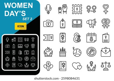 Set of women's icons, Editable Stroke icons.