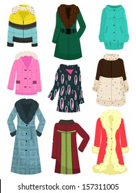 A set of women's jackets, coats, sheepskin coats, etc. for the winter and late autumn