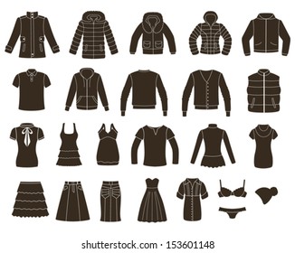 Set of women's and men's clothing. 