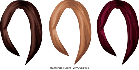 set of women's multi-colored straight hair with a square cut without bangs, for female characters