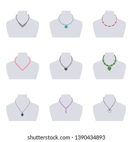 Set of women's necklaces, vector illustration