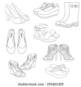 Set of women's shoes.