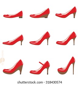 Set of women's shoes with heels