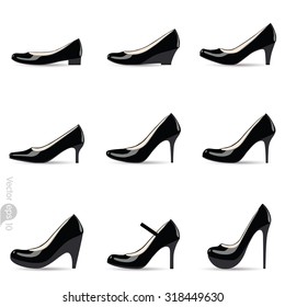 Set of women's shoes with heels