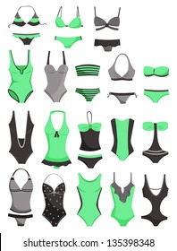 A set of women's swimwear isolated on white background