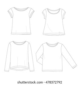 Set of women's t-shirt. Vector illustration 