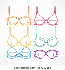 Set with women's underwear. Different colored bras