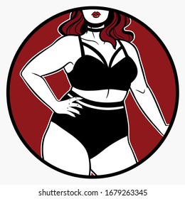 set of women's underwear on a plus size model