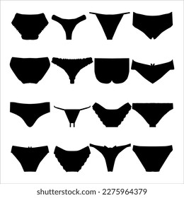  set of women's underwear silhouette icon illustration