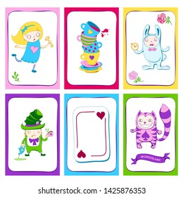 Set of  wonderland vector card