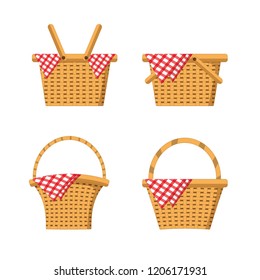 set wood basket with tablecloth decoration