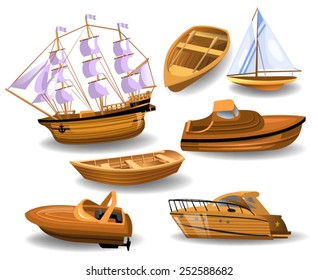 set of wood boats