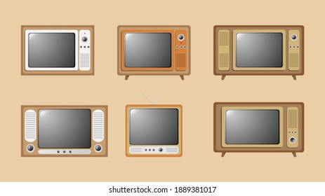 Televisión de caja de madera o televisión antigua de época.  ilustración vectorial de estilo retro antiguo  