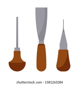 Set of Wood carving tool. Wood carving tools. Hobbies, hobby, carpentry, crafts.