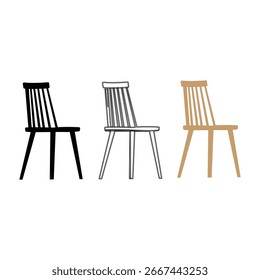 Set of wood chair in simple vector design