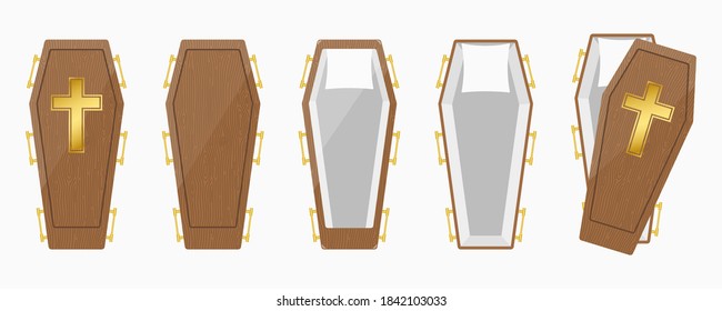 Vector de ilustración de caja de ataúdes de madera