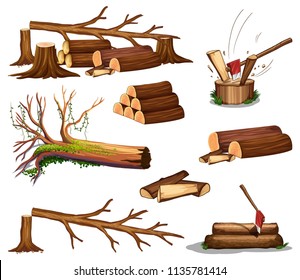 A set of wood cut illustration
