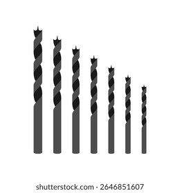 Set of wood drills. Vector illustration