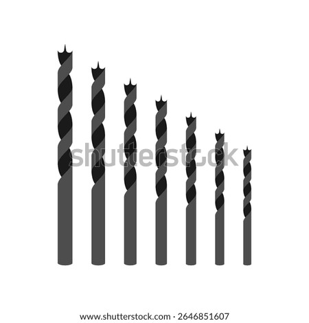 Set of wood drills. Vector illustration