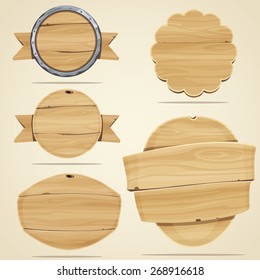 Set of wood elements for design. Vector illustration