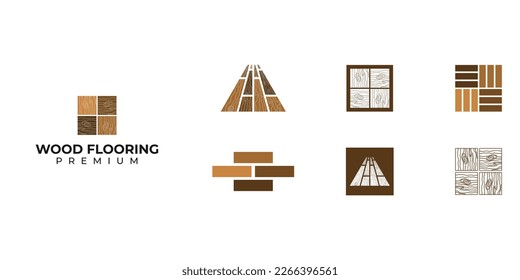 Set of wood flooring logo design template