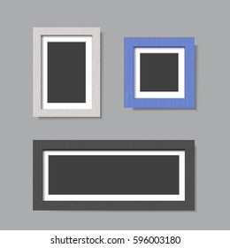 Set of wood frames. Picture frame template set. Vector illustration