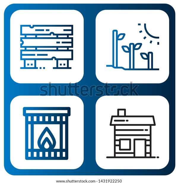 Set Wood Icons Such Fences Plant Stock Vector Royalty Free