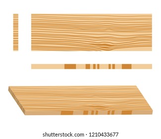Set of wood logs for forestry and lumber industry. Illustration of trunks, stump and planks.
