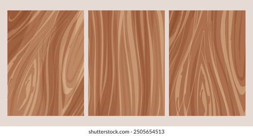 Set wood templates annual rings texture top view surface. Tree material, plank or panel. Stamp of tree trunk natural timber. 