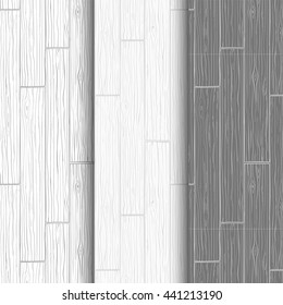 Set Of Wood Texture Background, Made Of Boards. Grey Vector Patterns. Seamless Patterns Is In The Swatches Palette.