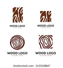 Conjunto de diseño del logotipo de textura de madera. El símbolo de madera, sencillo o minimalista. Ilustración vectorial de la madera