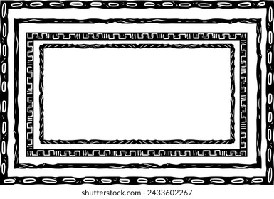 Set of woodcut and tribal style frames