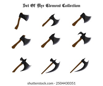 set of wooden axe blade vector element  illustrations collection