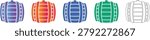 Set of Wooden Barrel Icons in Multiple Styles vol 1741