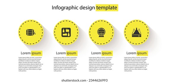 Set Wooden barrel on rack, Beer menu,  and Pack of beer bottles. Business infographic template. Vector