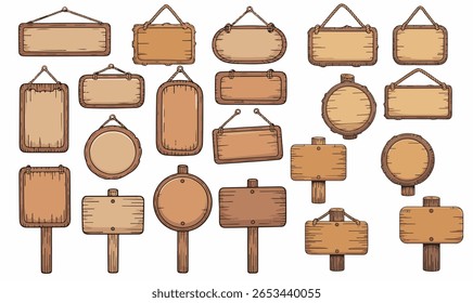 A set of wooden boards and frames in vector format, ideal for restaurant menus, signboards, and vintage-style designs